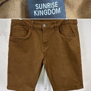Sunrise Kingdom Men’s Brown Stretch Denim Shorts Size 34